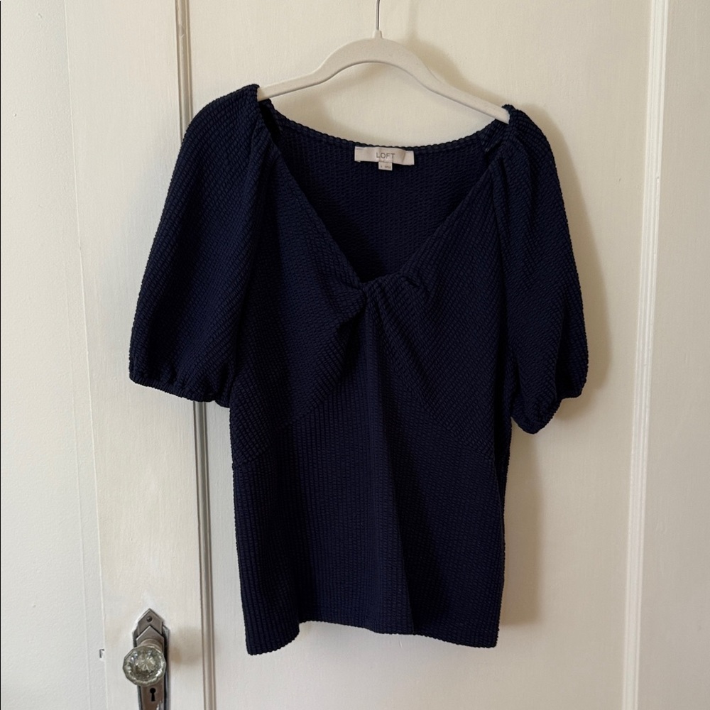 LOFT Dark Blue Textured Blouse